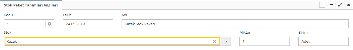 stok paket tanımları